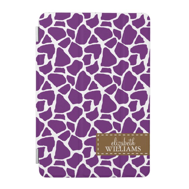 Purple Giraffe Pattern Personalized iPad Mini Cover (Front)