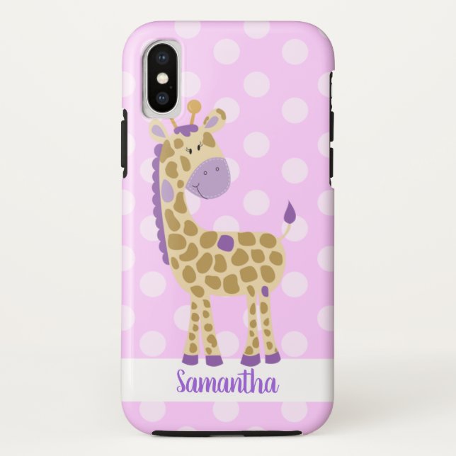 Purple Giraffe Personalized Cell Phone Case (Back)