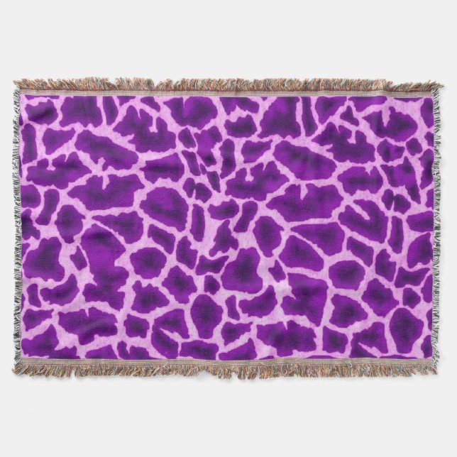 Purple Giraffe Print Throw Blanket (Front)