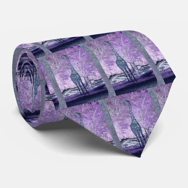 Purple Giraffes Neck Tie (Rolled)