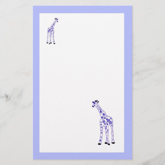 purple giraffes stationery (Front)