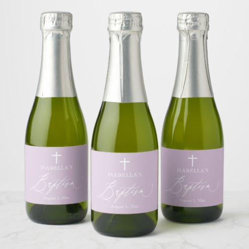 Purple Girl Baptism Mini Sparkling Wine Bottle Lab Sparkling Wine Label