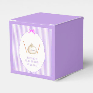 Purple Girl Bow Asian Dumpling Baby Shower Favor Boxes