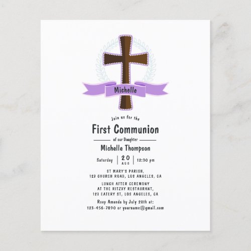Purple Girl First Holy Communion Flyer
