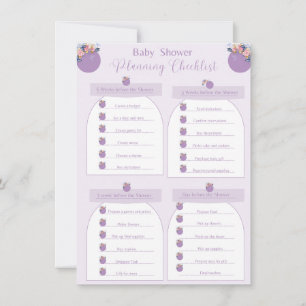Purple Girl Flower Baby Shower Checklist Invitation
