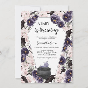 Purple Girl Gothic Halloween Baby Shower Invitation