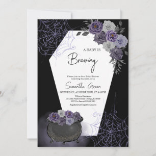 Purple Girl Gothic Halloween Baby Shower Invitation