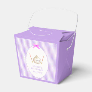 Purple Girl Kawaii Bow Asian Dumpling Baby Shower Favor Boxes