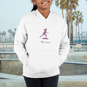 Purple Girl Skater Skating Kids Name Cute & Pretty Hoodie