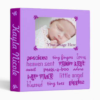 Purple Girls Baby Book 3 Ring Binder