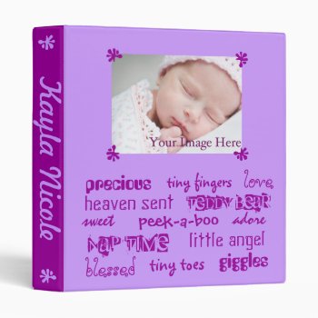 Purple Girls Baby Book 3 Ring Binder by E_MotionStudio at Zazzle