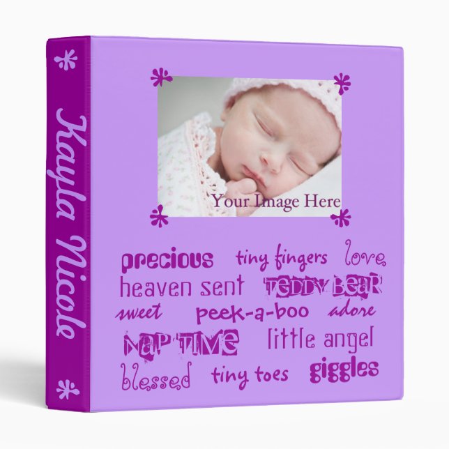 Purple Girls Baby Book 3 Ring Binder (Front/Spine)