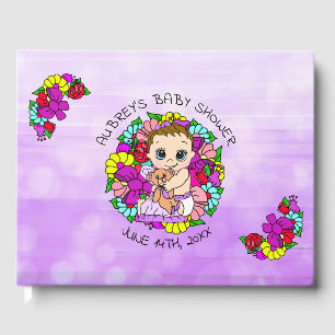 Purple Girl's Baby Shower Baby Whimsical Guest Book