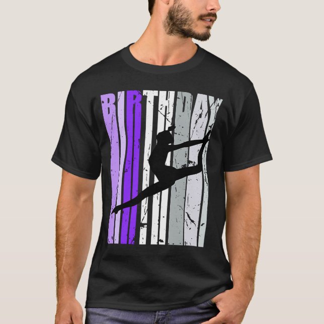 Purple Girls Dance Birthday Retro Silhouette Fan T T-Shirt (Front)