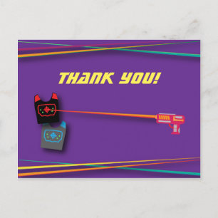Purple Girl's Laser Tag Birthday Party Thank You Postcard