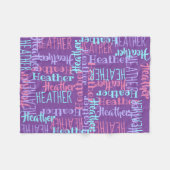 Purple Girls Personalized Custom Name Fleece Blanket (Front (Horizontal))