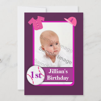 Purple Girls Photo Baseball Card Birthday Party