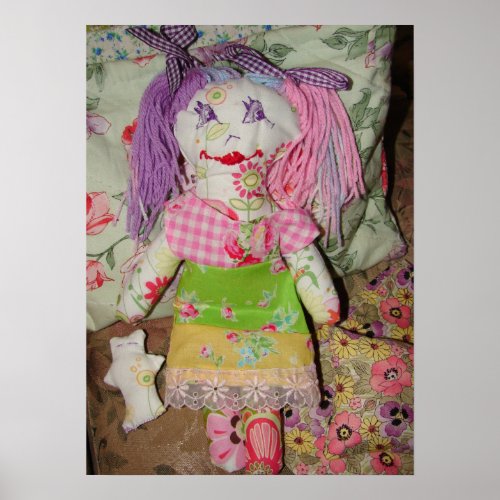 Purple Girls Room Rag Doll colorful Toy Poster