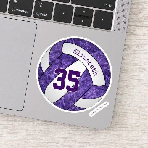 purple girls volleyball player name jersey number sticker