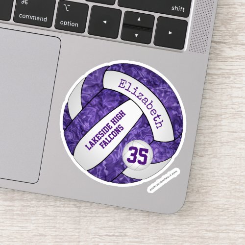 purple girls volleyball w school mascot name sticker