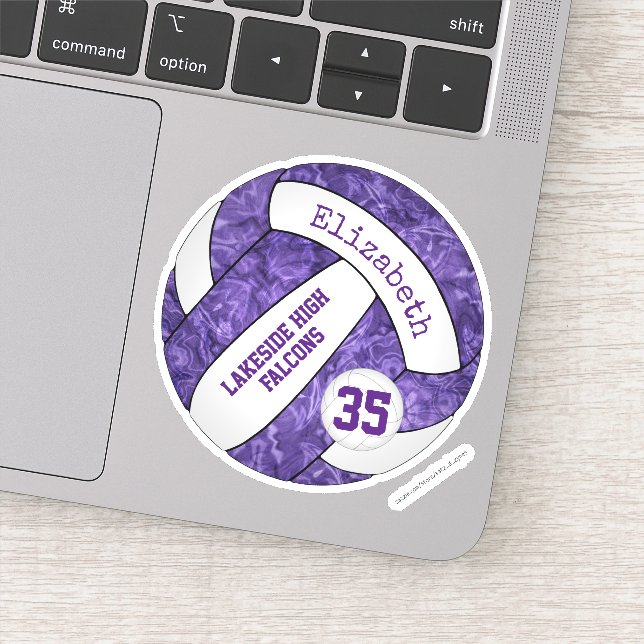 purple girls' volleyball w school mascot name sticker (Detail)