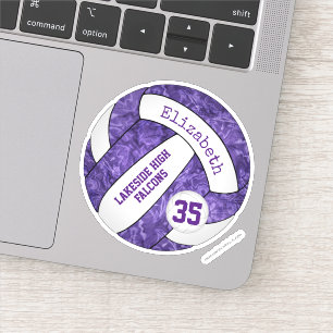 purple girls volleyball w school mascot name sticker