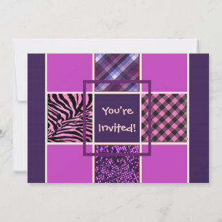 Purple Girly Birthday Invitations