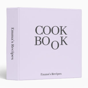Purple Girly CookBook Recipes Minimalist Chic 3 Ring Binder