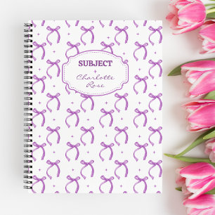 Purple Girly Coquette Bows Spiral Notebook