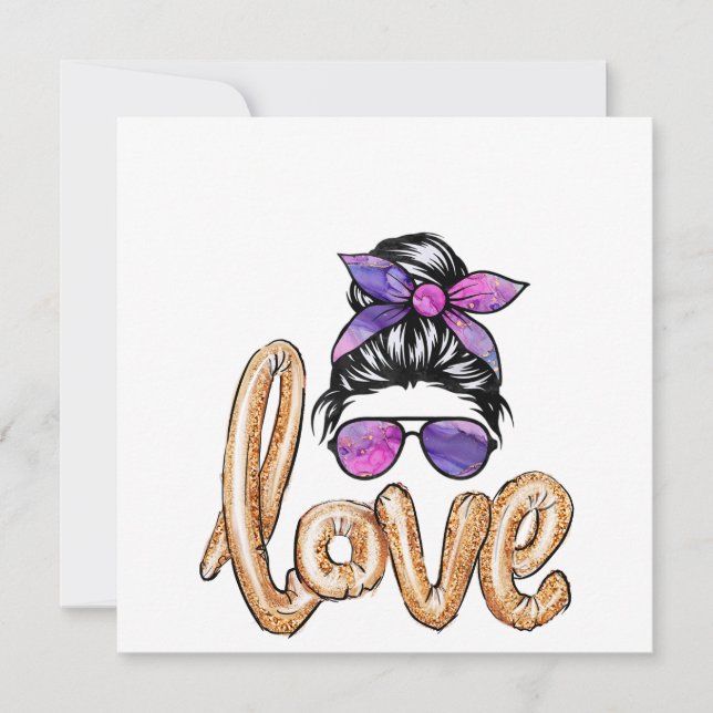 Purple Girly Girl Sunglasses Valentine's Day Love  Card (Front)