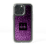 Purple girly glitter shiny glam monogrammed speck iPhone 13 pro case