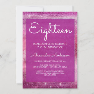 Purple Girly Glitter Sparkle 18th Birthday Invitation