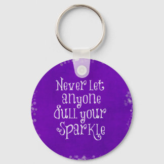 Purple Girly Inspirational Sparkle Quote Keychain