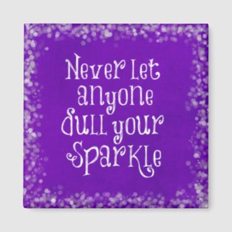 Purple Girly Inspirational Sparkle Quote Magnet