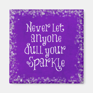 Purple Girly Inspirational Sparkle Quote Magnet