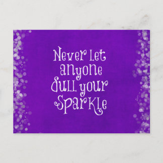 Purple Girly Inspirational Sparkle Quote Postcard