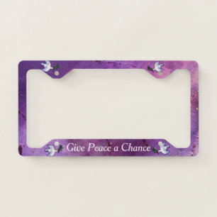 Purple Give Peace a Chance License Plate Frame