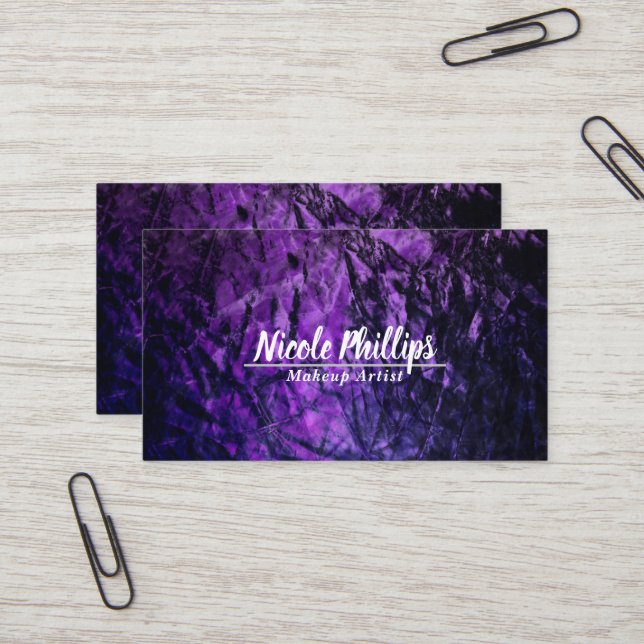 Purple Glam Abstract Chic Beauty Business Card (Front/Back In Situ)