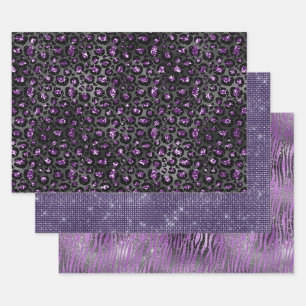 Purple Glam Animal Print Wrapping Paper Sheets