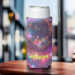 Purple Glam Disco Party Mirror Ball Bachelorette Seltzer Can Cooler at Zazzle