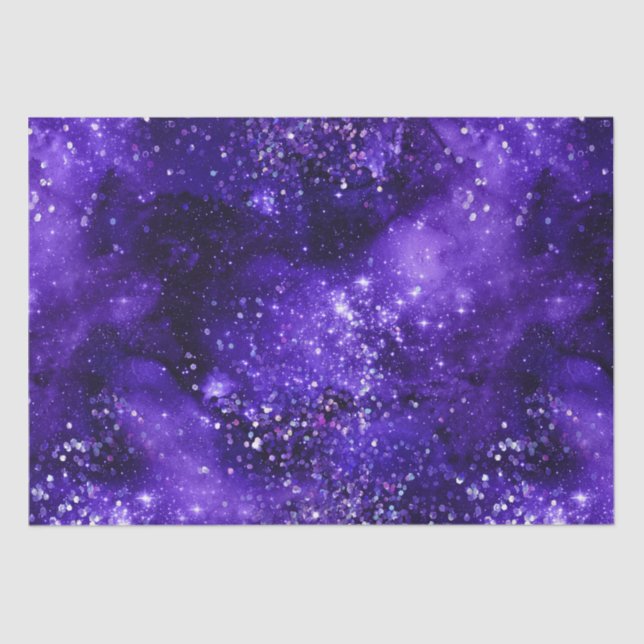 Purple Glam Galaxy Glitter Sparkle Design Tissue Paper (Front)