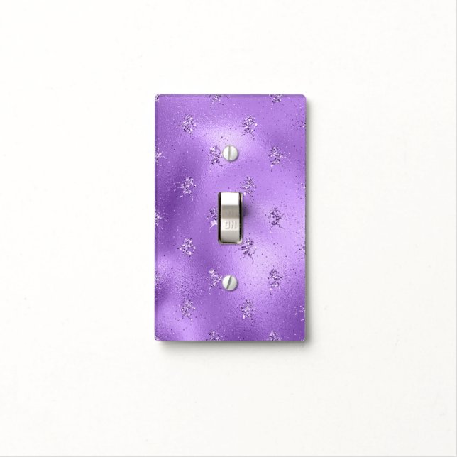 Purple Glam Glitter Unicorns Light Switch Cover (In Situ)