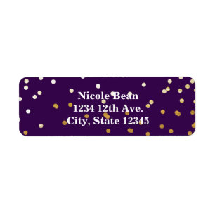 Purple Glam & Gold Shiny Confetti Dots Chic Modern Label