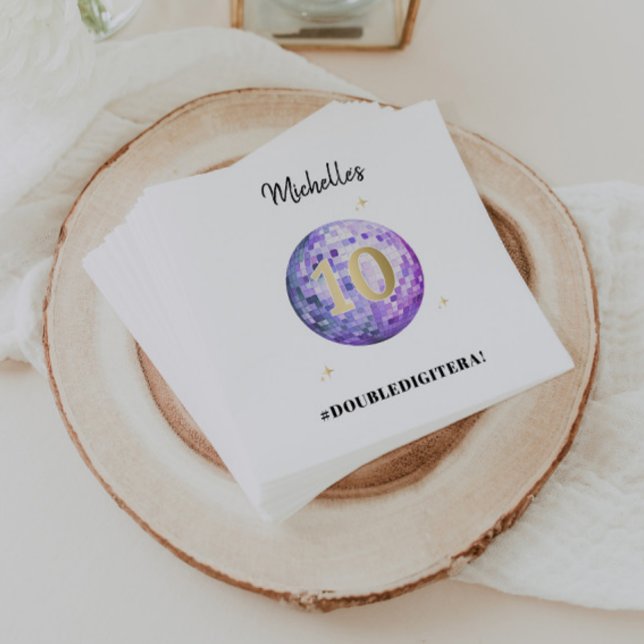 Purple Glam In My Double Digit Era 10th Birthday Napkins (Creator Uploaded)