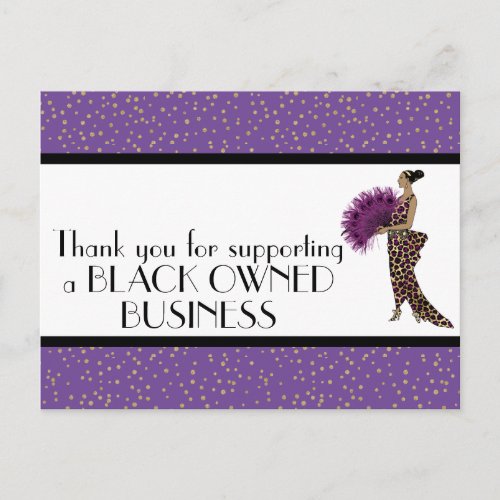 Purple Glam Thank You Support Black Business Postcard