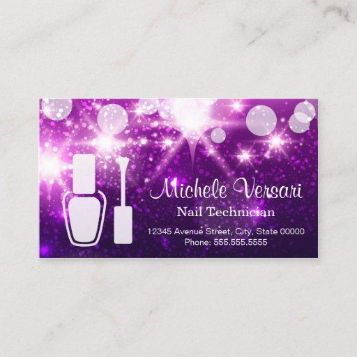 Customizable Purple Glamour NAIL TECHNICIAN Appointment Card Business Card