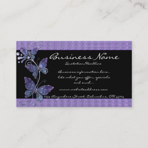 Purple Glass Butterflies Business Cards