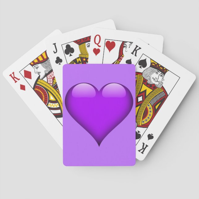 Purple Glass Heart Customizable Poker Cards (Back)