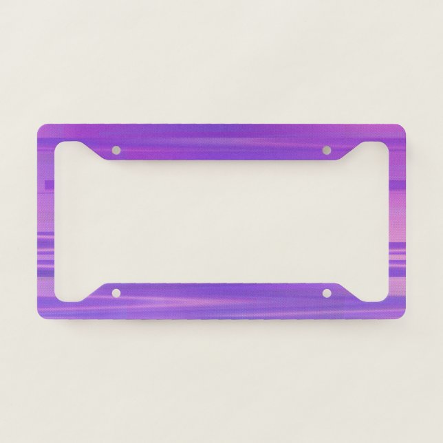 Purple Glitch Art Vaporwave Aesthetic Horizontal License Plate Frame (Front)