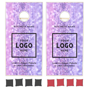 Purple glitter Abstract Business Logo Branded Cornhole Set